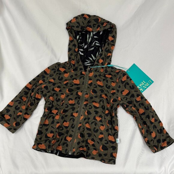 Girls Posh Peanut Reversible Nature Print Hoodie, Dark Green, 6-12 Months, NWT